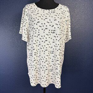 Banana Republic Factory Black & White Floral Ditsy Flutter Sleeve Top, XL